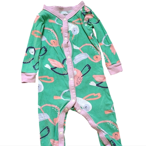 Carter's 12 Month Sleeper One Piece Snaps Humming Bird Design Footless Pajamas - Picture 1 of 7